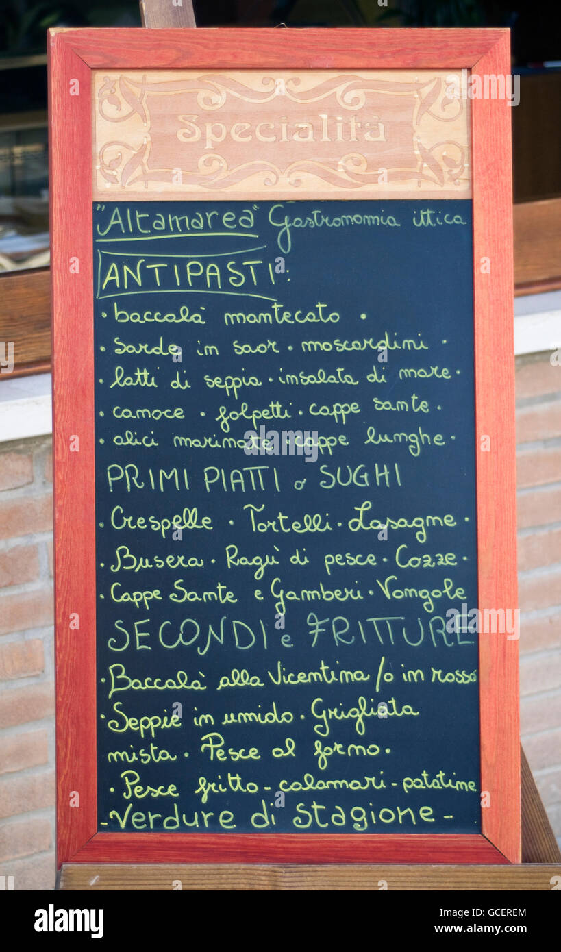 Sample menu